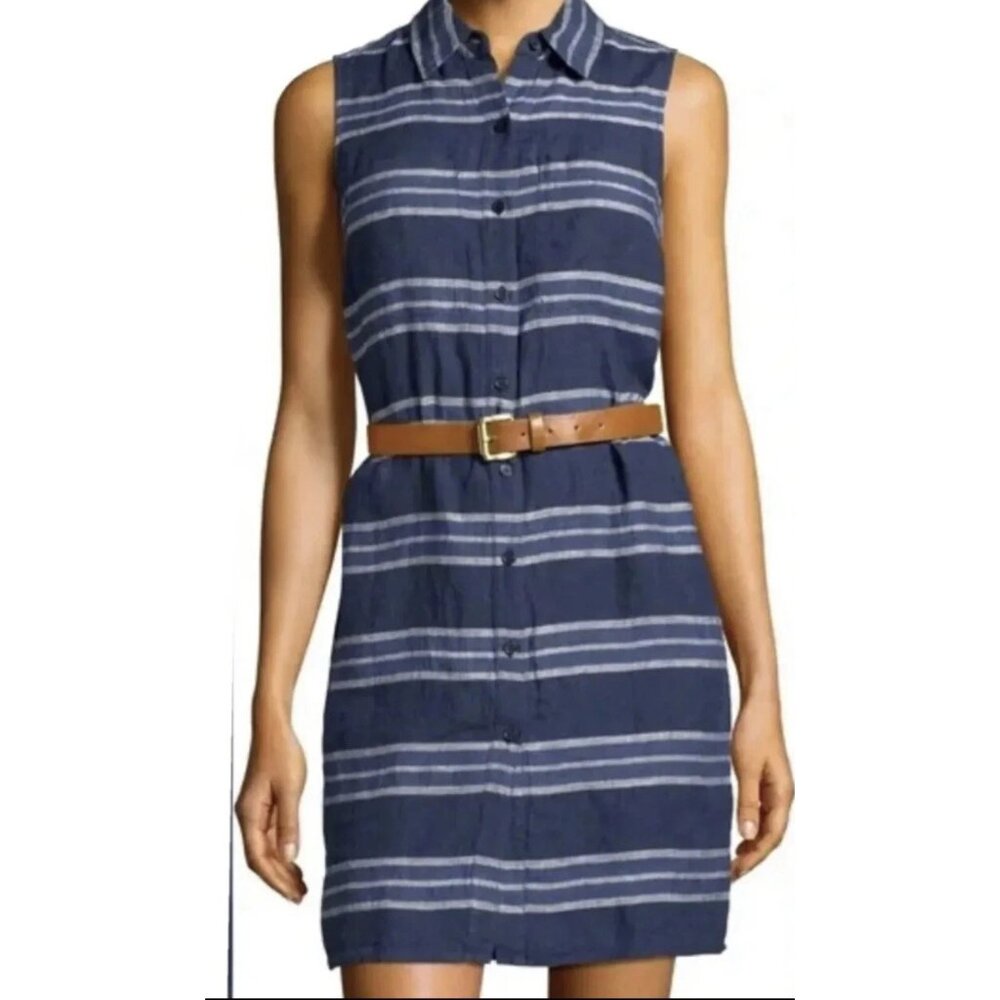 Michael Kors Navy Striped Midi Dress